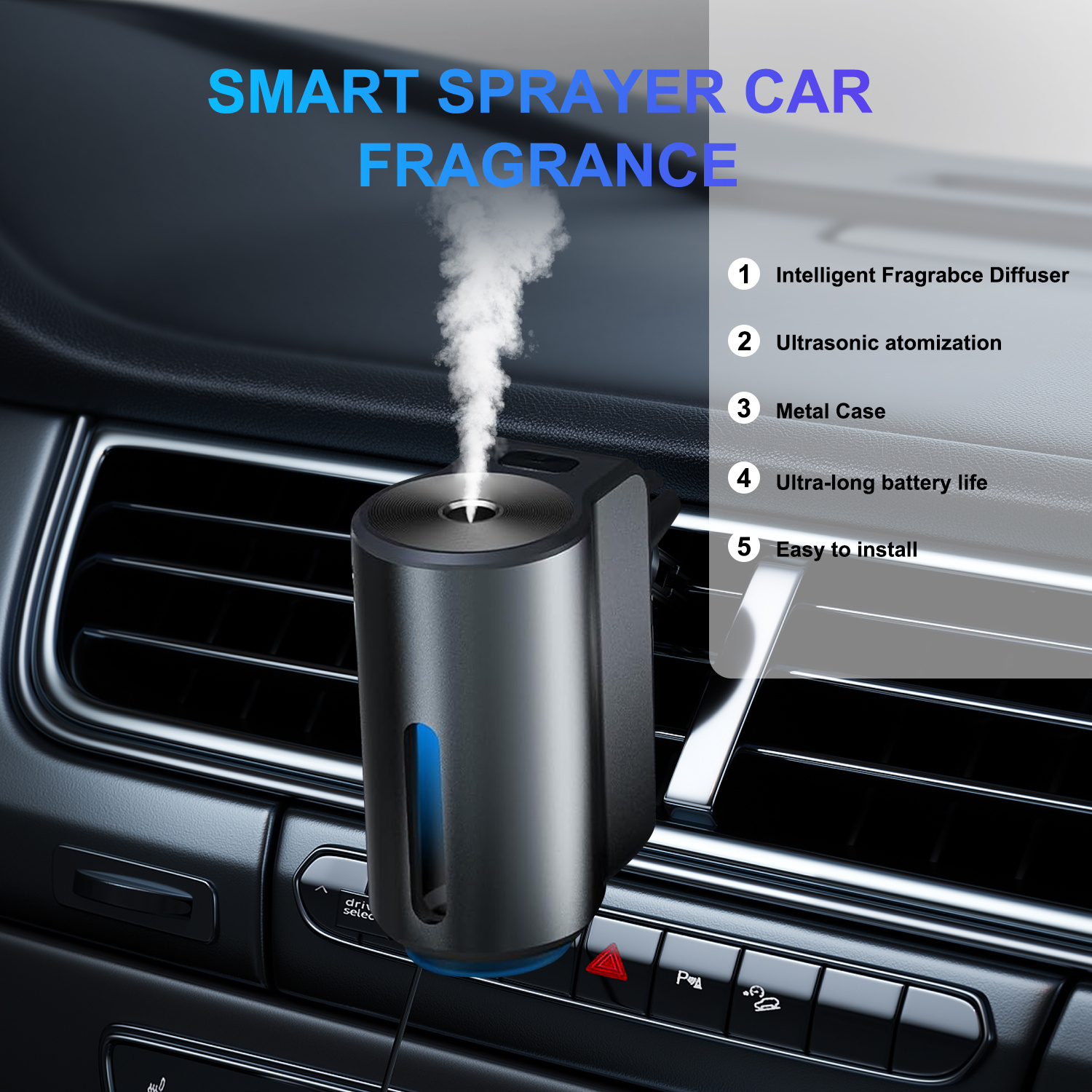 

A Set Smart Car Air Aromatherapy Diffuser, Fragrance Car Air Fresheners With Adjustable, Humidifier Essential Oil Diffuser For Vehicle