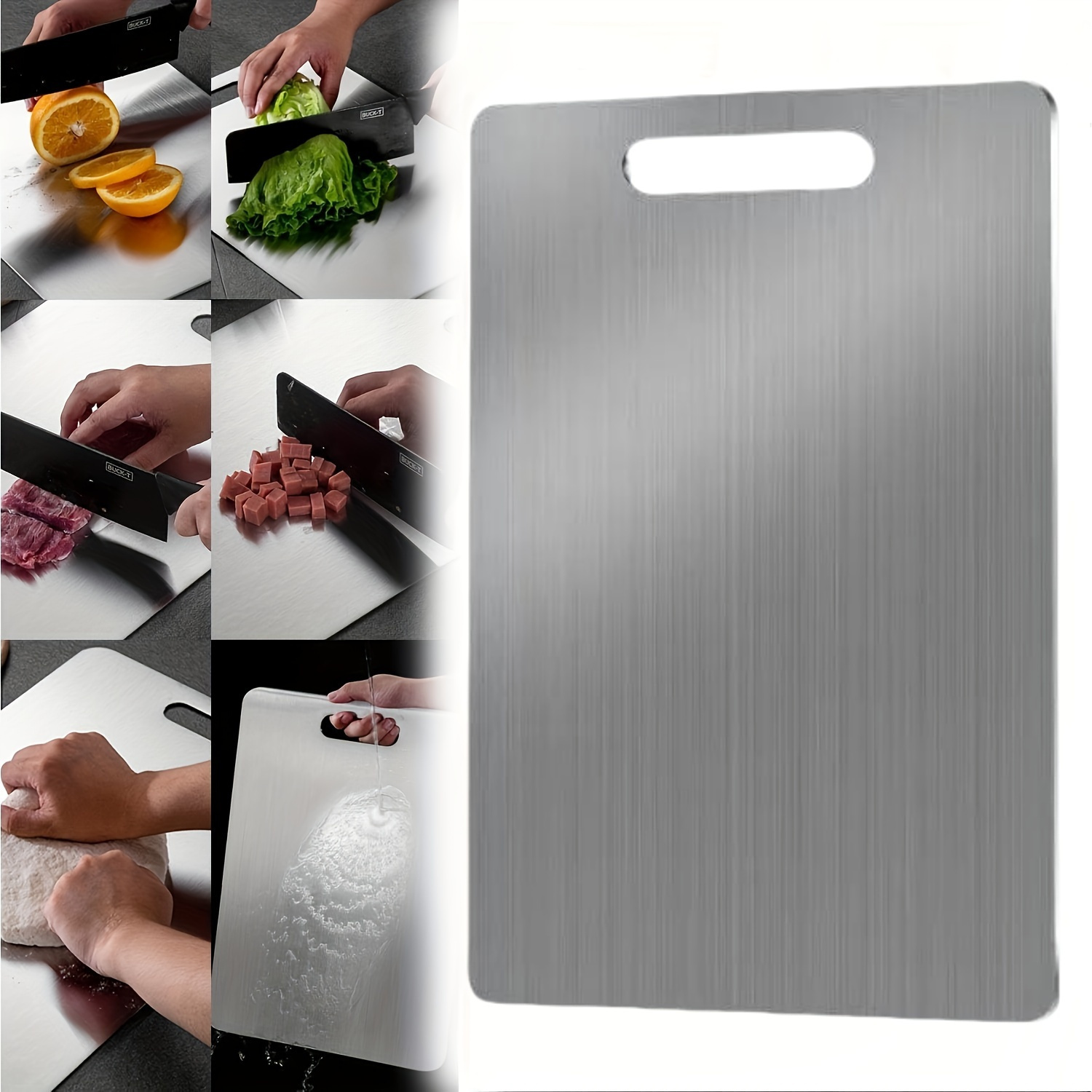 

Premium 304 Stainless Steel Kitchen Cutting Surface - Dual-sided, Food-safe - Suitable For Meat, Fruit, Vegetables - Easy Clean, Portable Essential For - Contact-ready For Foods