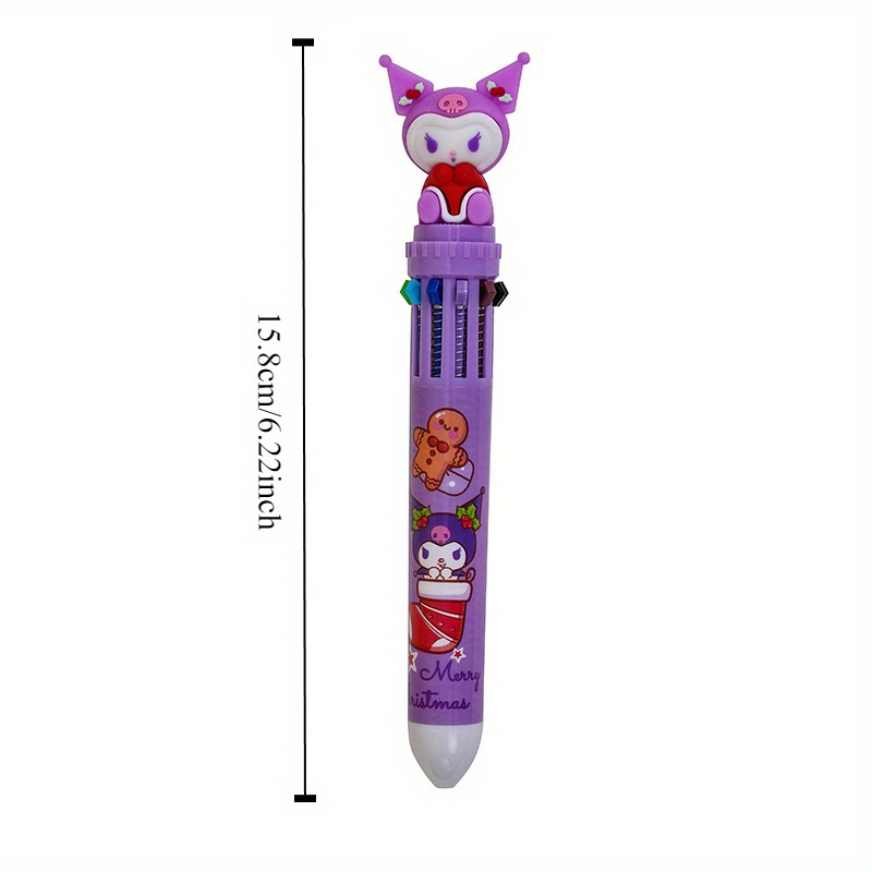   christmas retractable ballpoint pen 10 colors medium point round body plastic   multi color writing pen for diary gift family set Product details 4