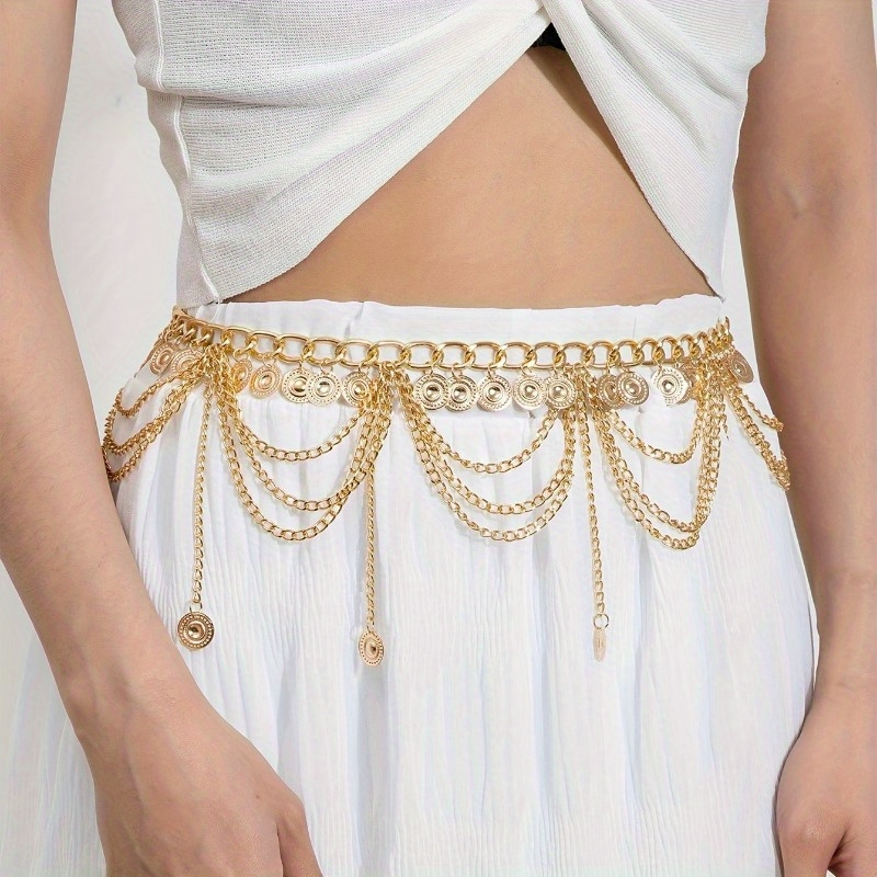 a stylish metal waist chain belt tassels ideal casual - Temu display picture 3