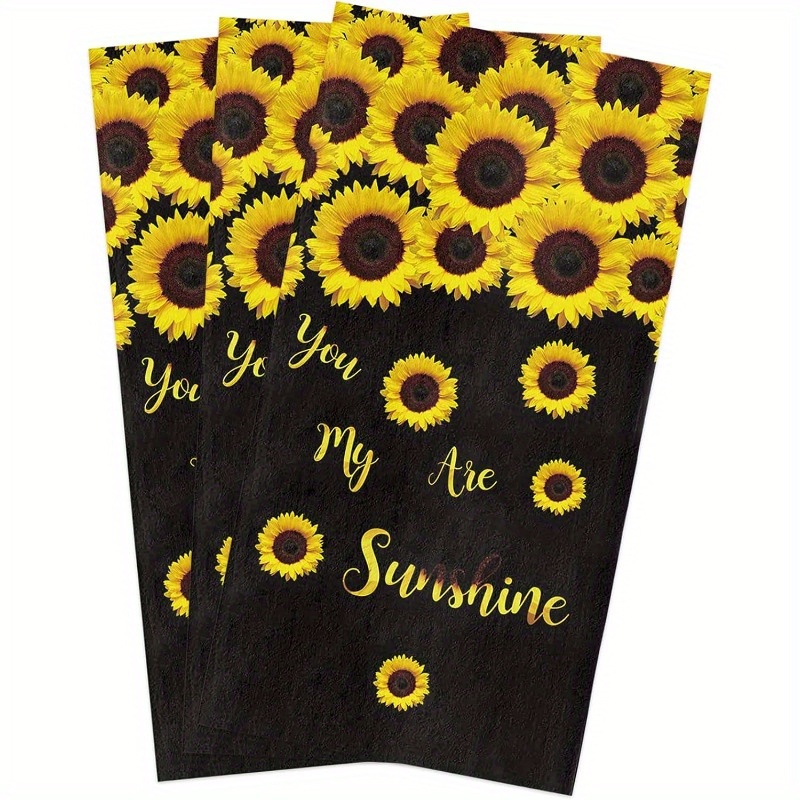 

3-pack Watercolor Sunflower Kitchen Towels, 18x26 Inches, Modern Polyester , Soft Absorbent Dish Towels With "you Are My " Text, Quick-drying, Hanging Terry Cloths For Home Cleaning