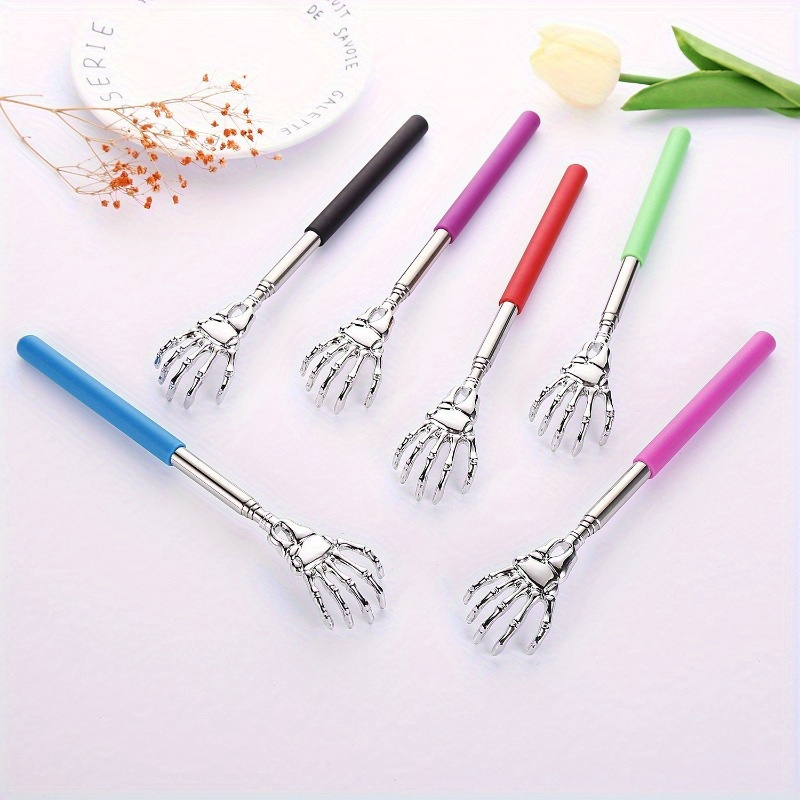 

5pcs Skeleton Hand Back Scratcher Set - Extendable Stainless Steel Massagers With Comfort Grips For Easy , Wellness