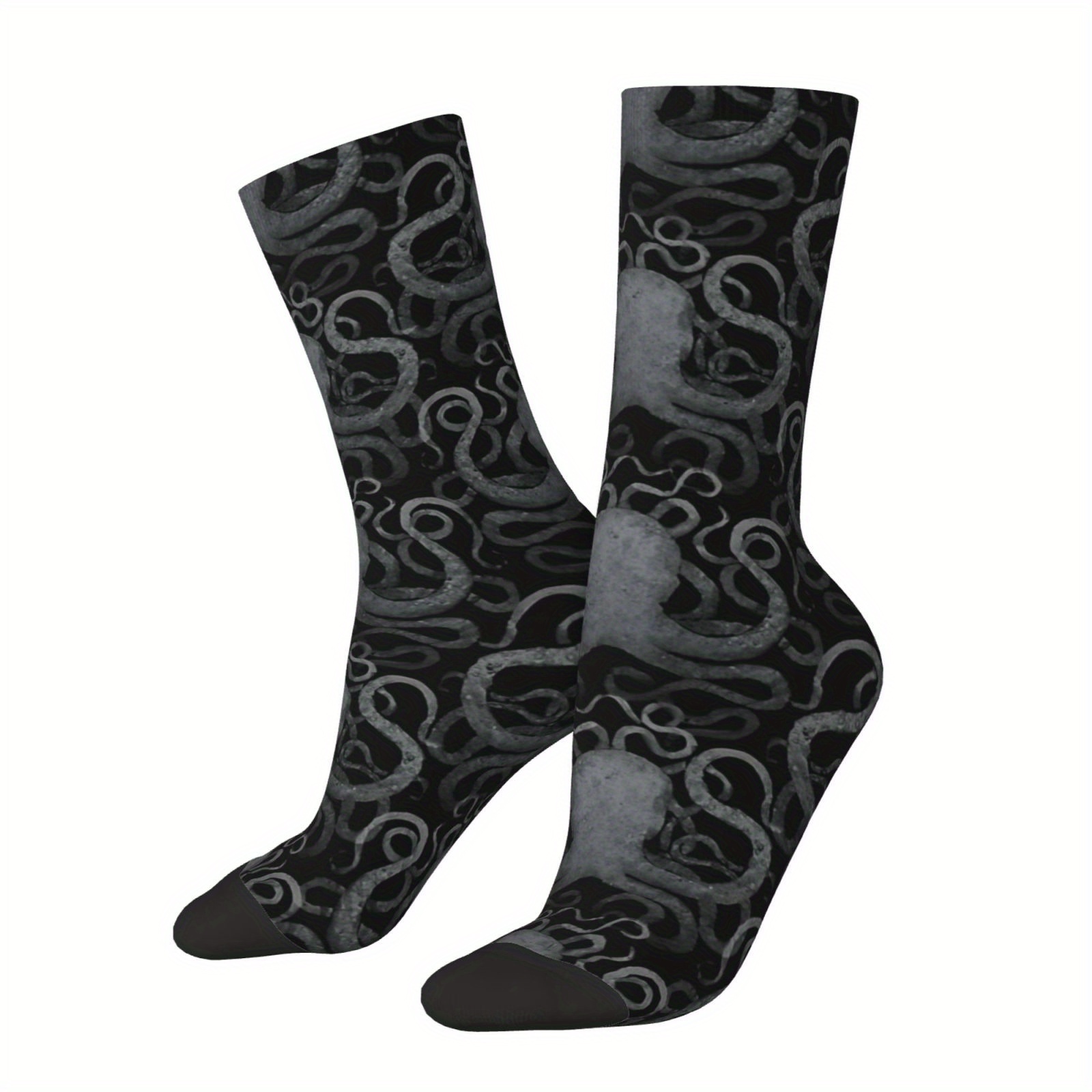 

1 Pair Funny Crazy Grey Octopus Sock For Men Hip Hop Happy Quality Pattern Printed Boys Crew Sock