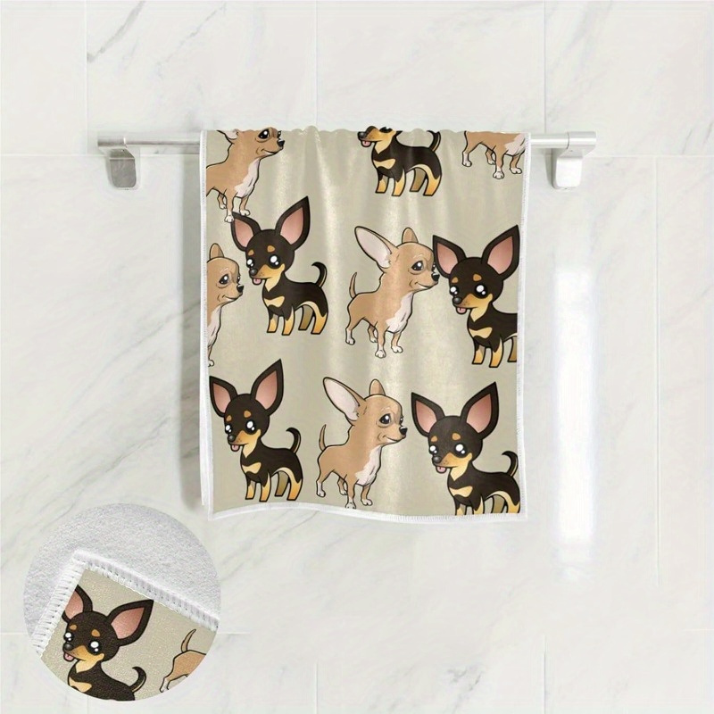 

Cute Chihuahua Hand Towel, Super Soft Polyester, Woven Contemporary Style, Dog Print, Machine Washable Oblong Kitchen Towel, Ideal For Hotel & Spa - 18x26 Inches - 1-piece Set