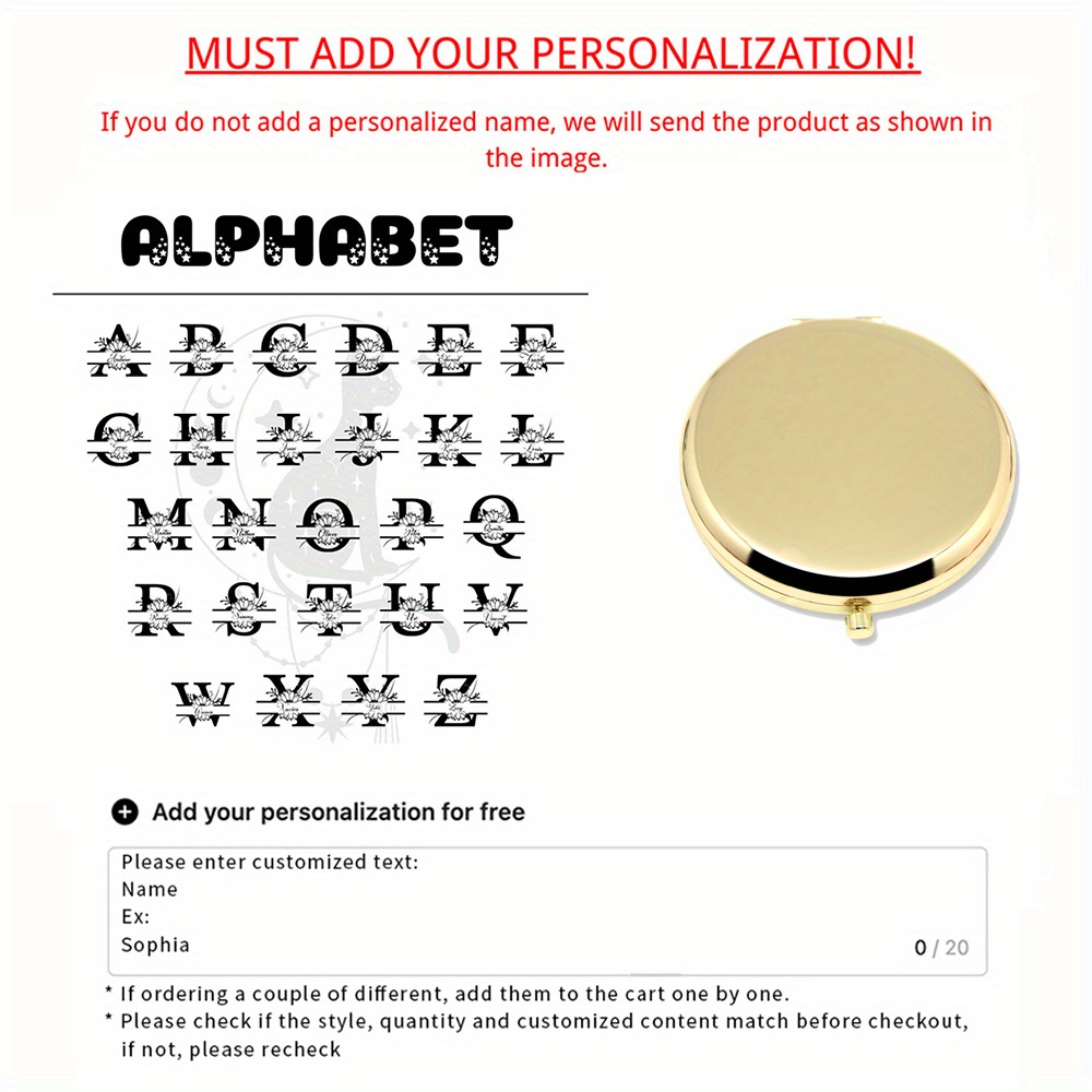 TEMU 1pc Personalized Custom Makeup Mirrors, Custom Makeup Mirrors, Bridal Gifts, Portable Makeup Mirrors, Bridesmaid Gifts, Hen Party, Party Gifts,