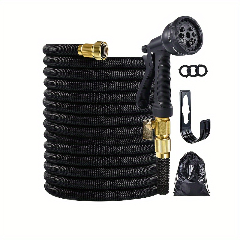 

1pc, Upgraded Expandable Garden Hose Set With 8 Function Spray , , Flexible, And Expandable Water Hose For Garden Watering And Car Washing Black (25ft/50ft/75ft/100ft)