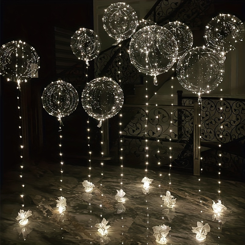 

10pcs Led Glow Balloons With String Lights - Ideal For Birthday, Wedding, Anniversary, Valentine's & Christmas Decorations - Transparent, Battery-powered (battery Not Included), Birthday Balloons