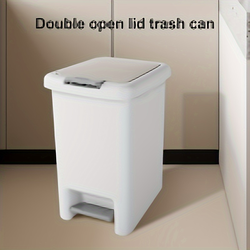 

1 Pcs Unique Plastic Trash Can Dustbin Double Lid Bathroom Trash Can Toilet Bedroom Dining Trash Can