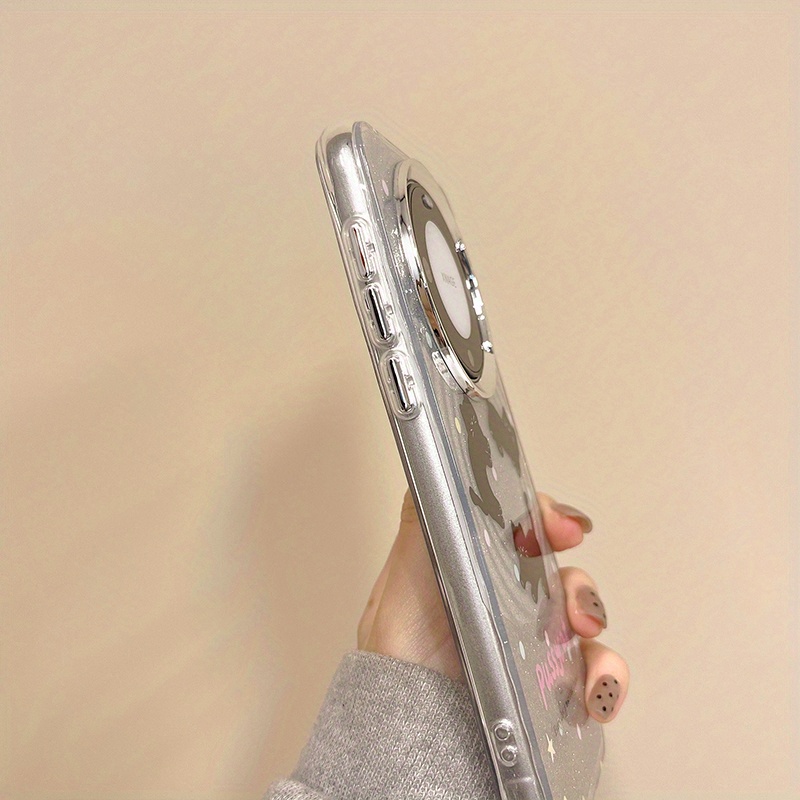 HUAWEI multfilmas mīlīgs mirdzošs melns kaķis, kas piemērots HUAWEI mate60pro+ mobilā tālruņa maciņam, mate60 jauns nišas universāls aizsargmaciņš_voghion.com