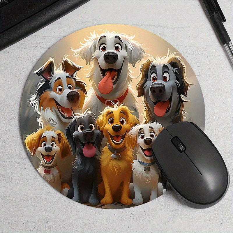 

Dog- Round Mouse Pad - , , Desk Mat For Gamers & Use,
