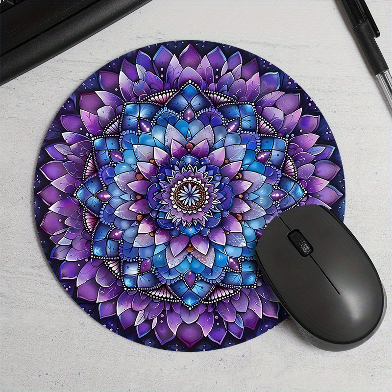 

1pc Mandala Print Round Mouse Pad, Random Position, Texture, Comfortable, Waterproof, Cartoon Thick Non-slip Rubber Pad, Ideal For Gamers, Office, Study, Ideal Gift, No Power Required