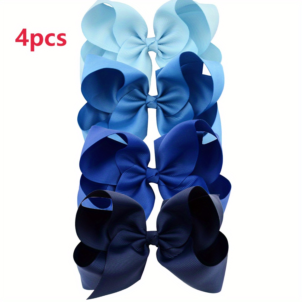 TEMU 4pcs 6in/15.2cm Gradient Ribbon Bow Hair Clip Set Cute Colorful Large Bow Side Clip Duckbill Clip 's Headwear Hair Additions