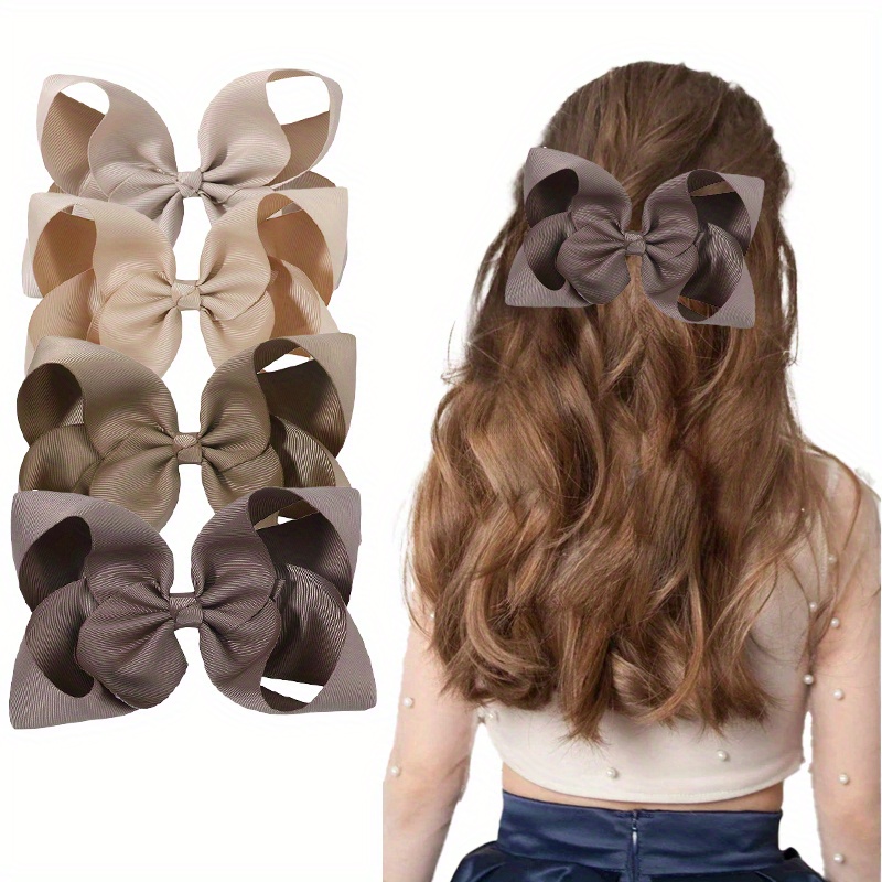 2 Weiße Haarspangen Für Mädchen – Handgefertigte Schleifen Mit Krokodilclip (je 7,6 Cm)