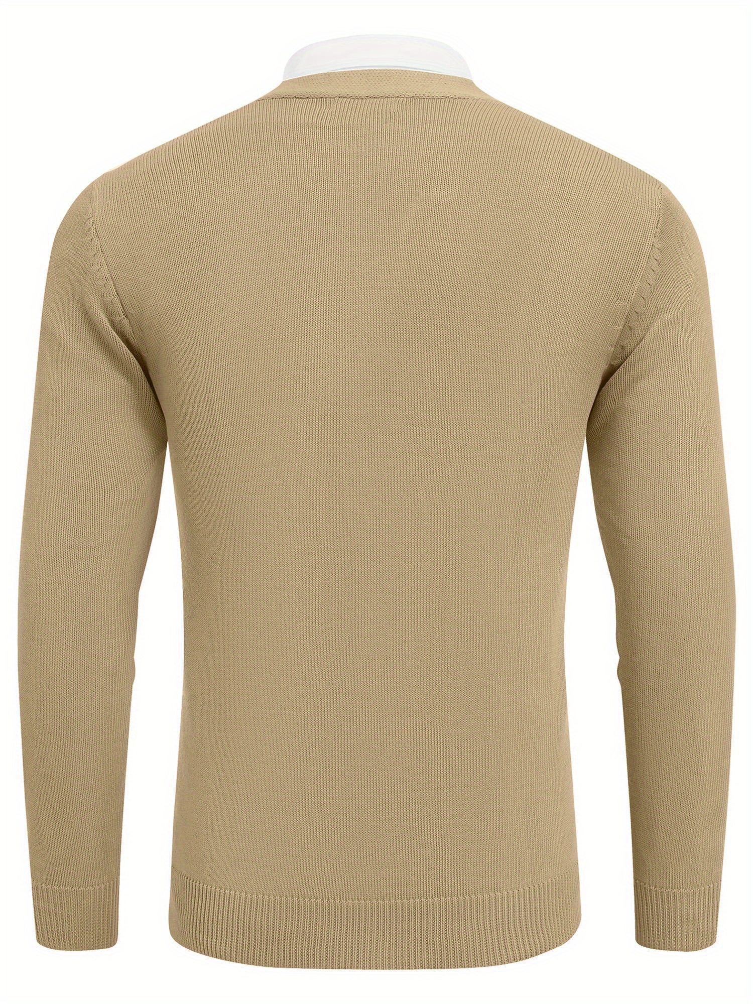 HAiming Men's Cardigan Sweaters Long Sleeve V Neck Button Down Tops Plus Size Casual Ribbed Knit Sweater With Pockets