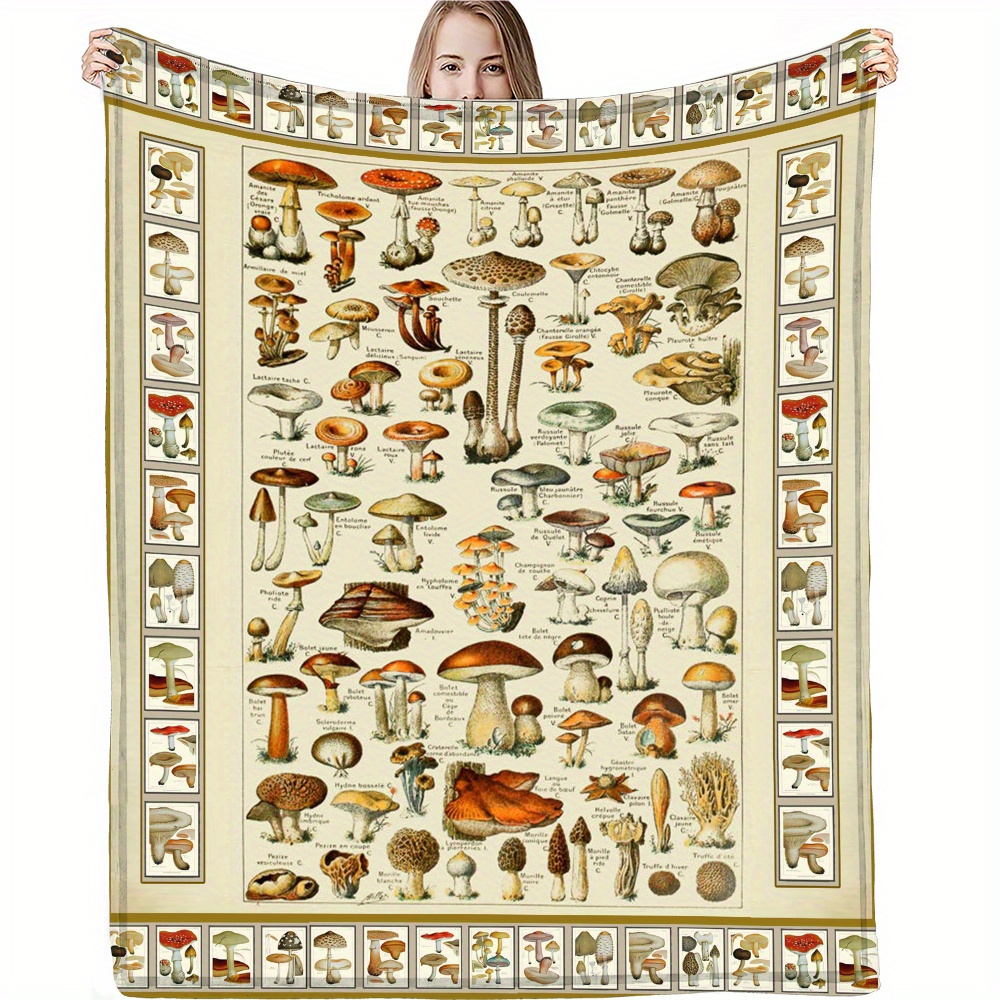 

Mushroom Fleece Throw Blanket: Soft And Warm, Perfect For Naps And Travel - 59"x39" Or 59"x51" Available