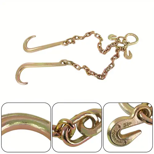 heavy duty g70 v chain with 15 j hooks 4 700 lbs capacity 2 length chrome for tow trucks and carriers rugged versatile for auto transport hauling and recovery