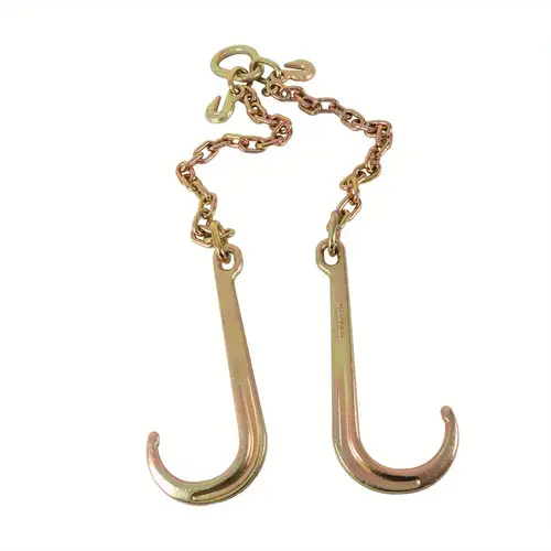 heavy duty g70 v chain with 15 j hooks 4 700 lbs capacity 2 length chrome for tow trucks and carriers rugged versatile for auto transport hauling and recovery