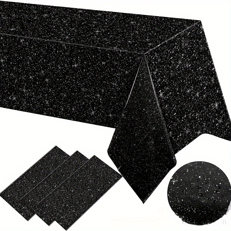 

Sparkling Black Disposable Tablecloth - Waterproof Pe Plastic, & Christmas Parties