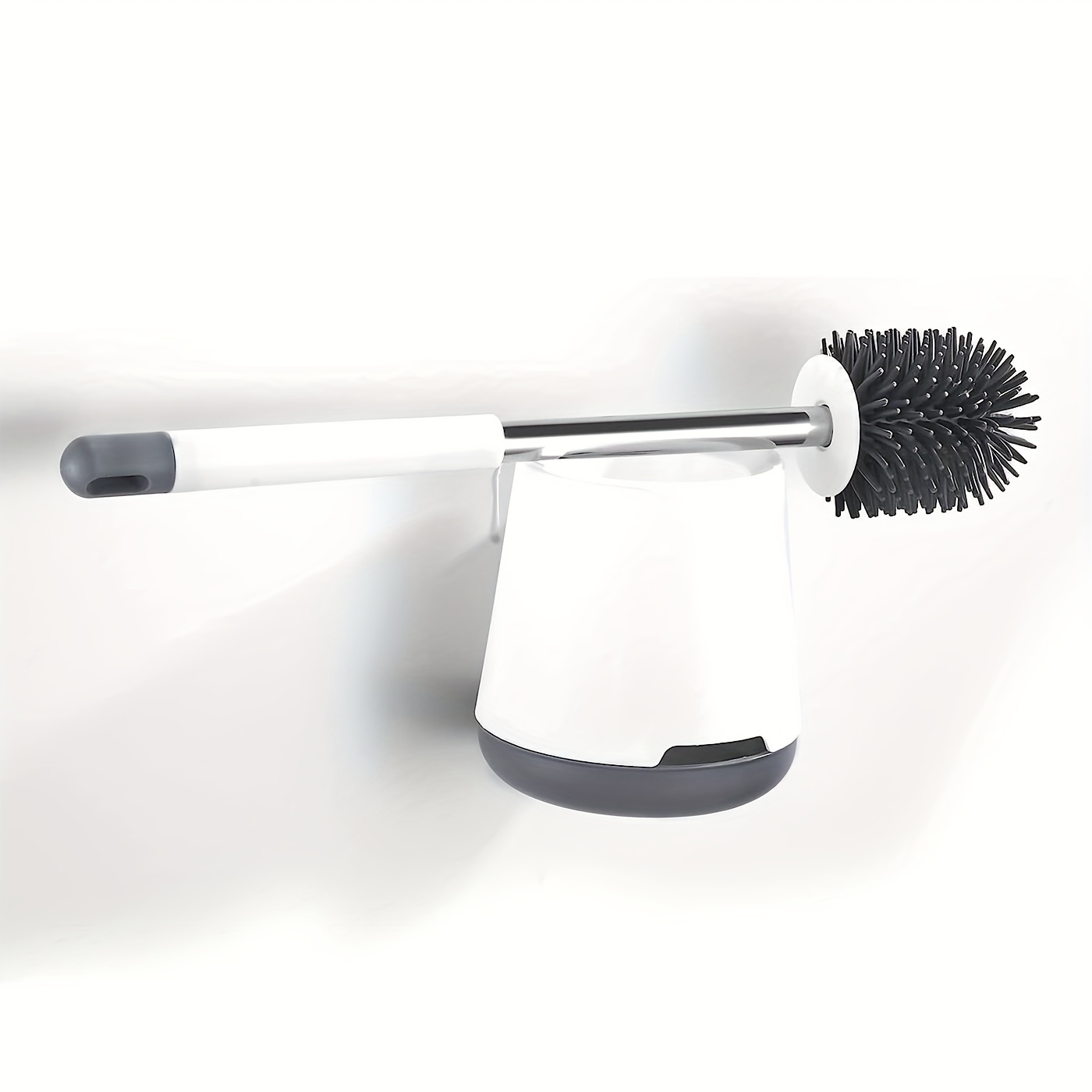 

Silicone Toilet Brush With Long Handle And Holder - Wall & Floor Bathroom Cleaning Kit - Non-electric, Deep-cleaning Bathroom Accessories With Plastic Handle And Soft Bristle Brush