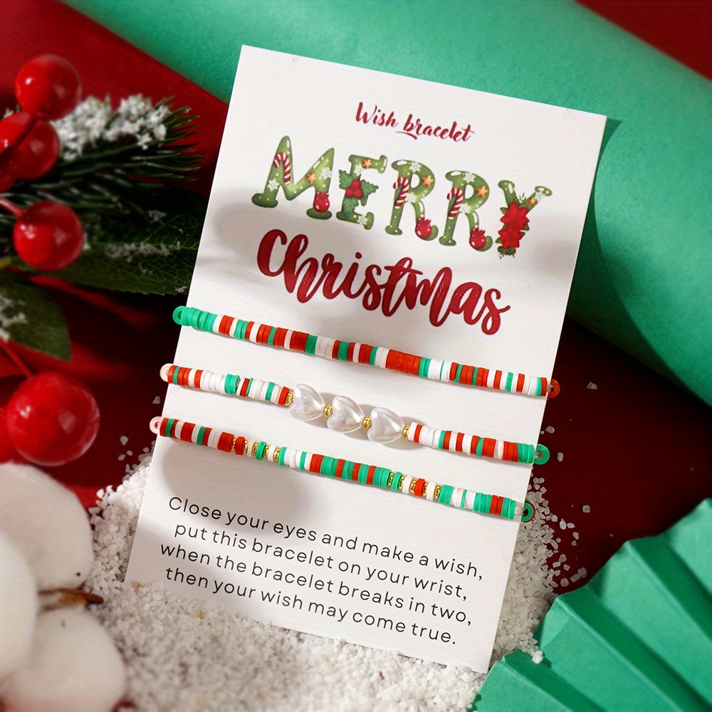 boho chic christmas charm bracelet set women soft clay Temu