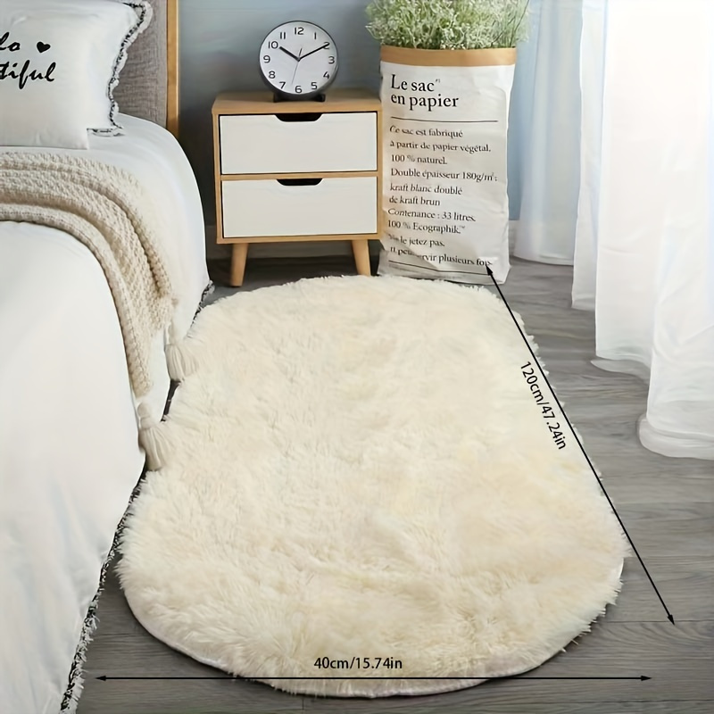 luxurious light     fur area mat ultra soft non slip polyester mat for bedroom living room and hotel decor hand washable plush multi functional mat details 5