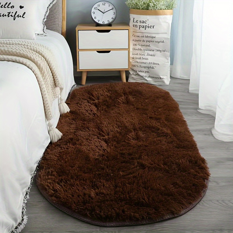 luxurious light     fur area mat ultra soft non slip polyester mat for bedroom living room and hotel decor hand washable plush multi functional mat details 6