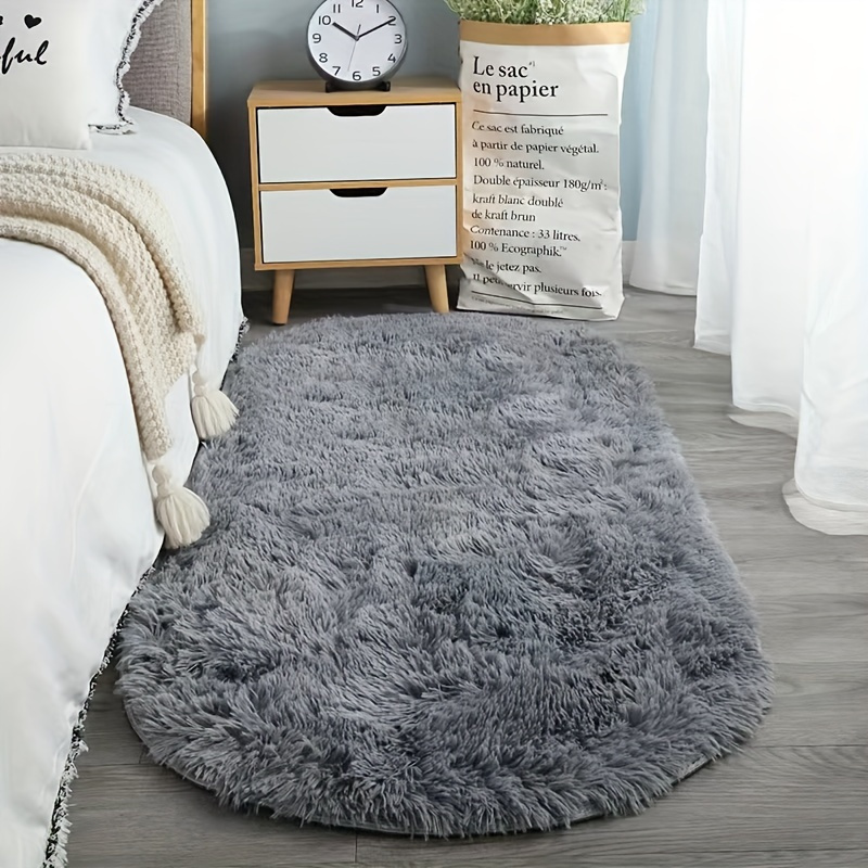 E-shop 1 ovaler Kunstfaser-Teppich, ein weicher, rutschfester -Teppich geeignet für Schlafzimmer, Innenräume Zimmer – handwaschbar, eine vielseitige