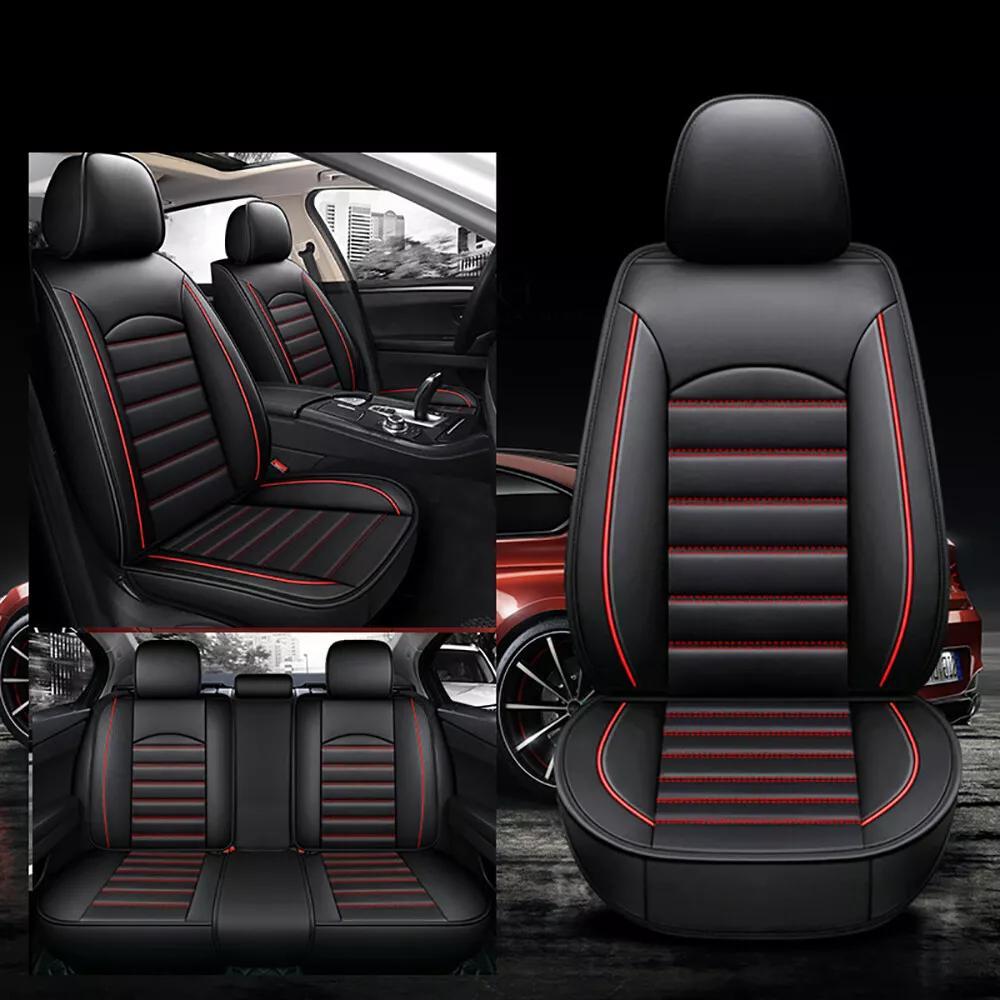 TEMU 5 Seat Car Seat Covers Full Set Luxury Leather Front Rear Back Car Accessories Premium Leather Car Seat Covers Cool Car Accessories Suitable For