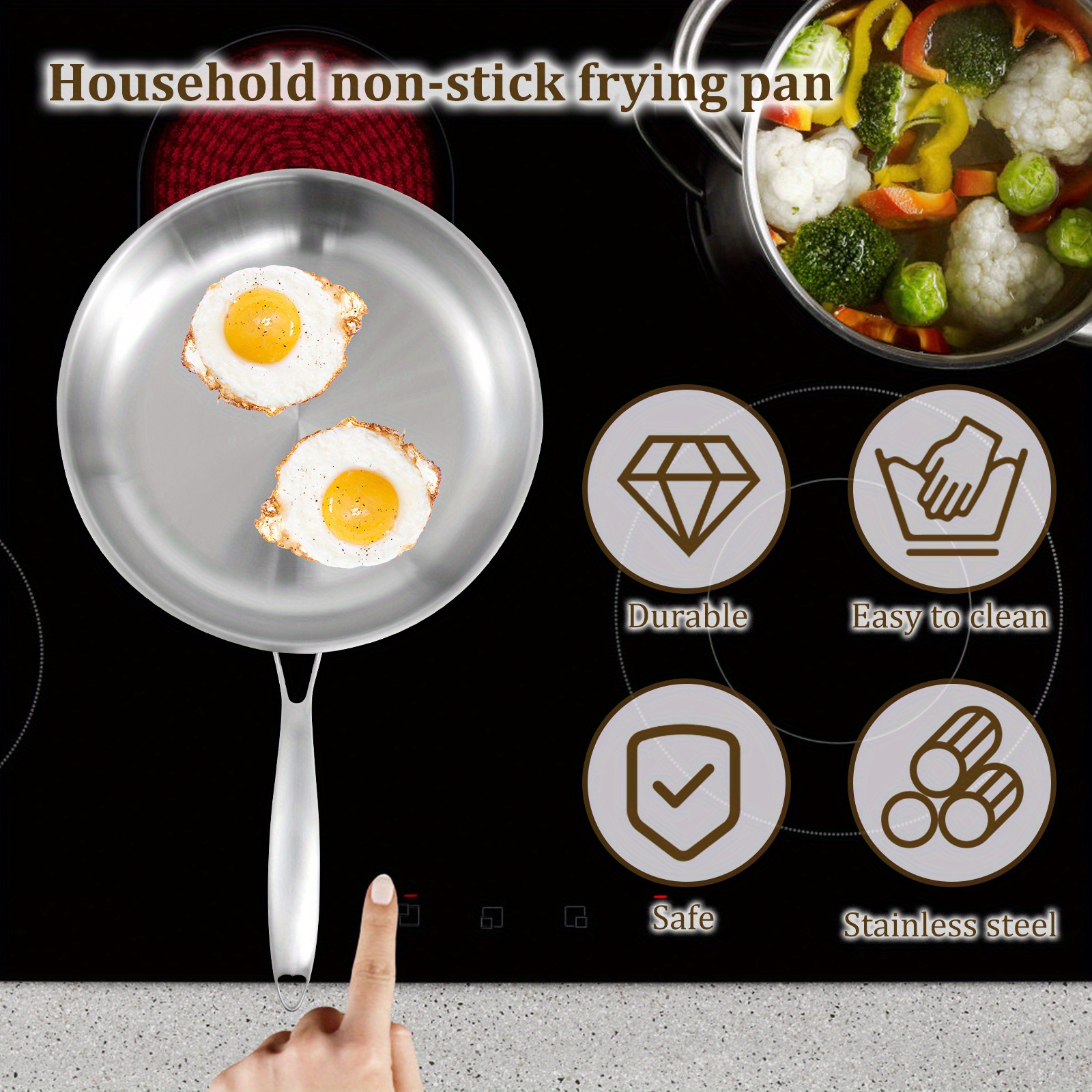 stainless steel frying pan versatile professional cookware safe   heating chefs pans with detachable handle for   stainless steel frying pan set stainless   for cooking stainless   details 0