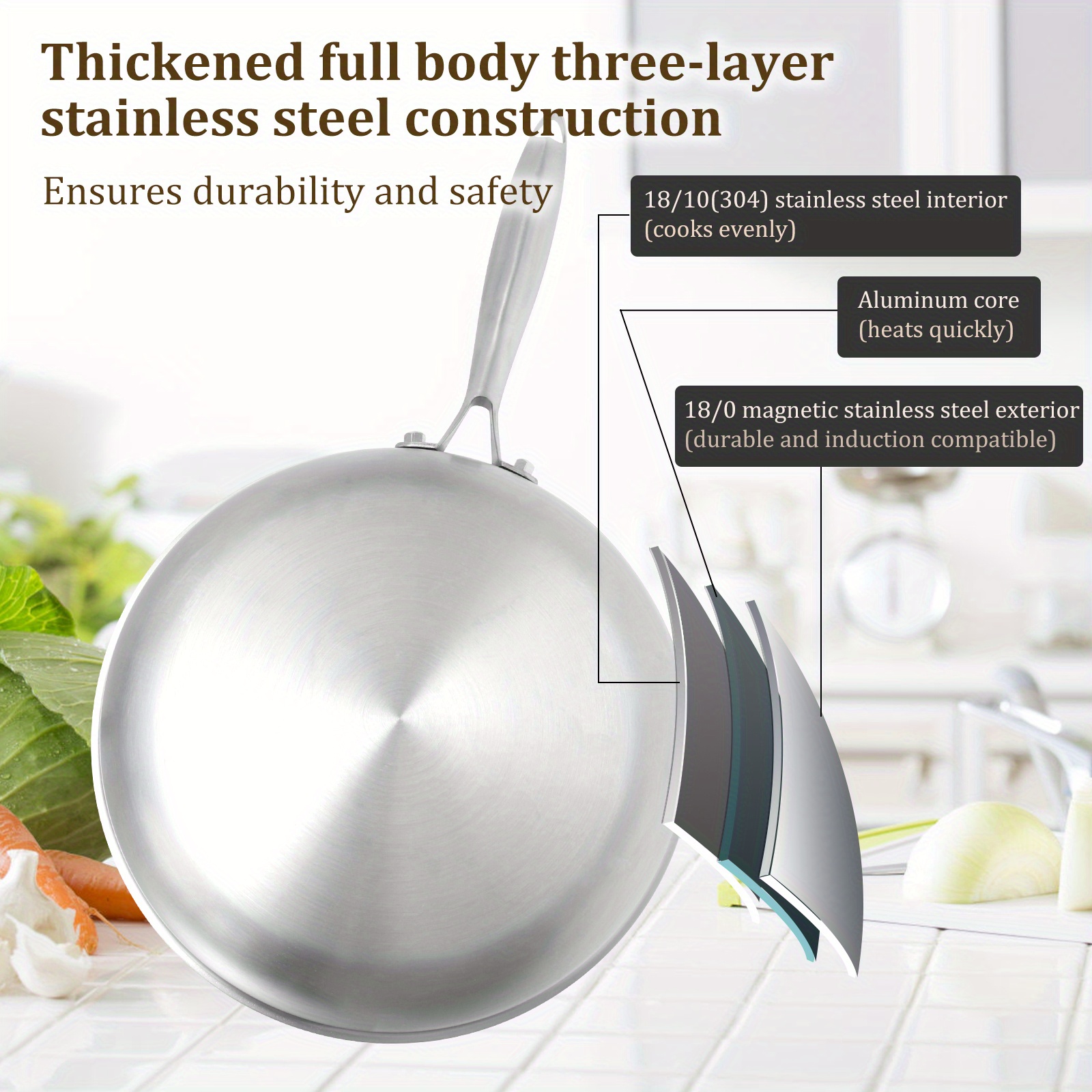 stainless steel frying pan versatile professional cookware safe   heating chefs pans with detachable handle for   stainless steel frying pan set stainless   for cooking stainless   details 1