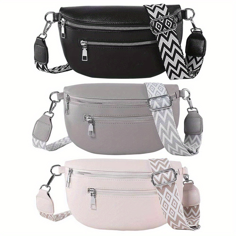 

Women' Fanny Pack - Multi-pocket Retro Waist Bag With Adjustable Geometric Strap For Travel & Outdoor Activities, Dark Gray//, Travel Pouch | Zipper Closure Bag | Adjustable Strap Bag, Travel Bag