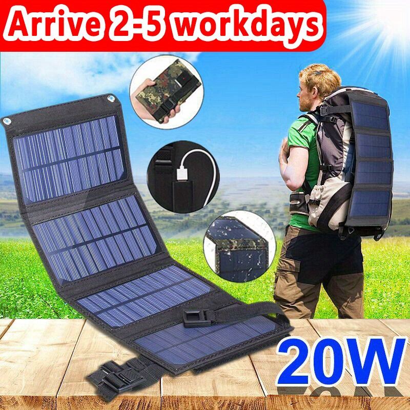 

Portable Foldable Solar Panel Charger, 5v Usb , Lightweight Flexible Solar Cells For Outdoor Lights And Phone Charging, Camouflage/black