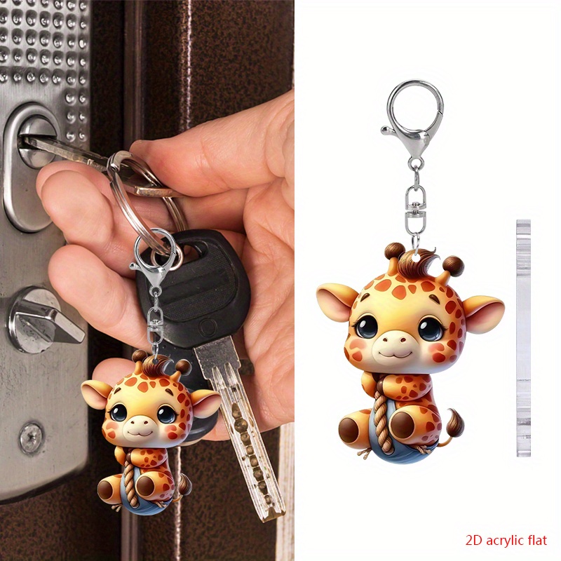 

Cute Giraffe Acrylic Keychain - Double-sided 2d Cartoon Animal Design, Keyring For Backpacks, Keys - Ideal For Christmas, Birthday Party Favors Gifts