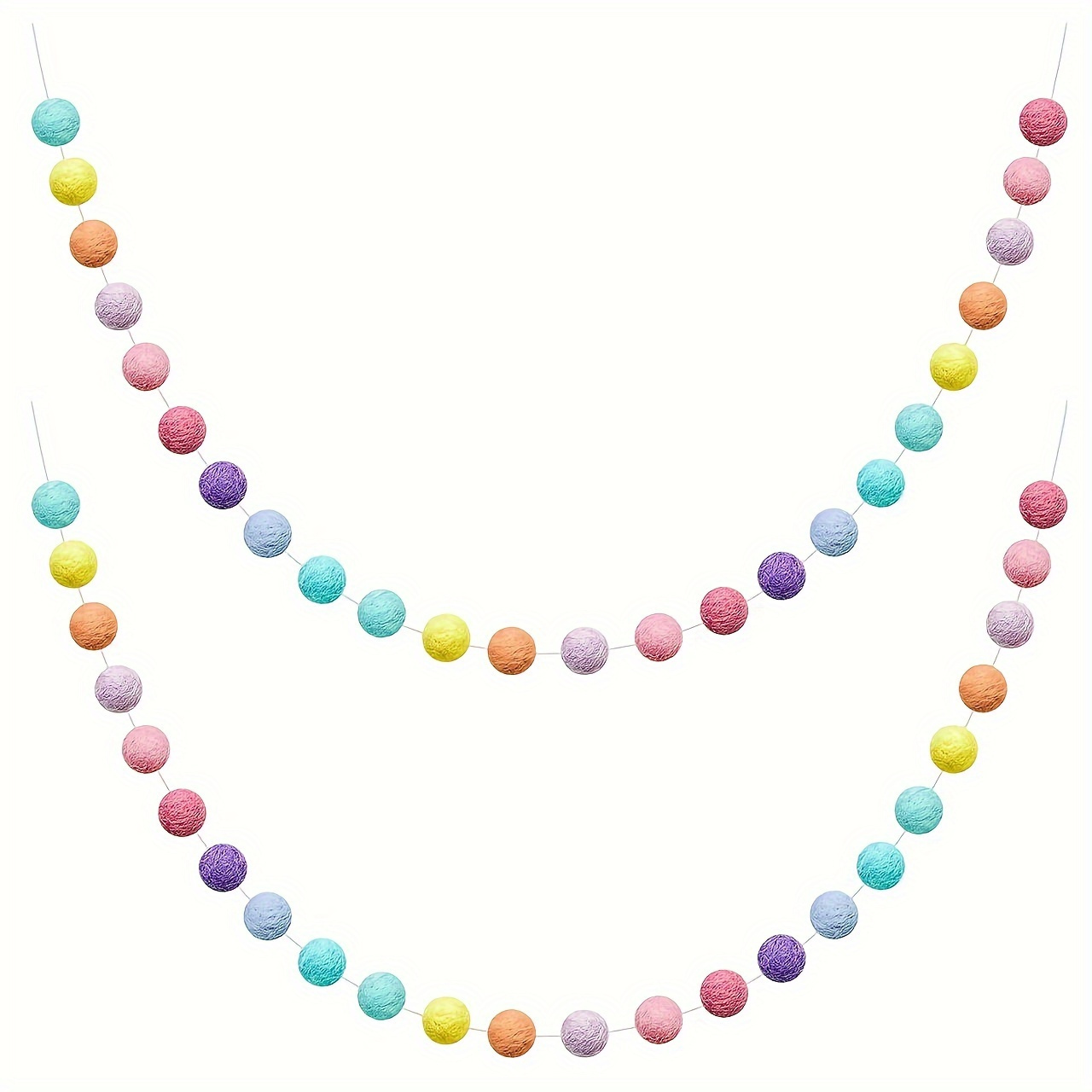 

Handmade Fleece Felt Pom Pom Garland - 24 Pre- Balls, 6.5ft - Mardi Gras, Easter, New Year, Valentine's & Christmas Decorations - No Power Needed