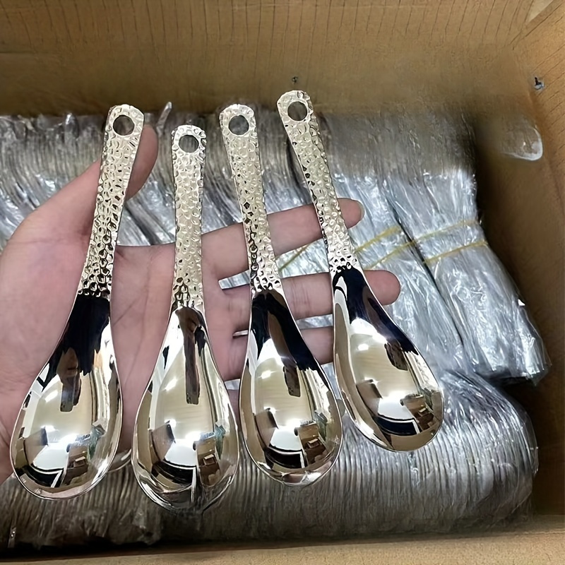 

4pcs Vintage Stainless Steel Dessert Spoons, Thickened Table Spoons For Home Use, High Aesthetic Value, Industrial Food Supply Equipment