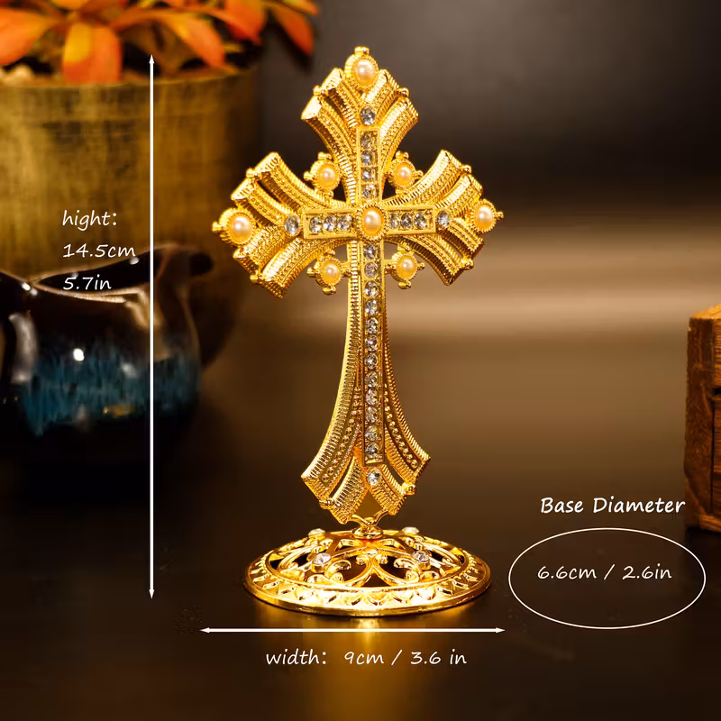 1 de cruz elegante em liga de , com incrustações de diamante - um cobiçado de fé e elegância, para realçar o altar da , religiosos e ambientes de escritório Detalhes do produto 1