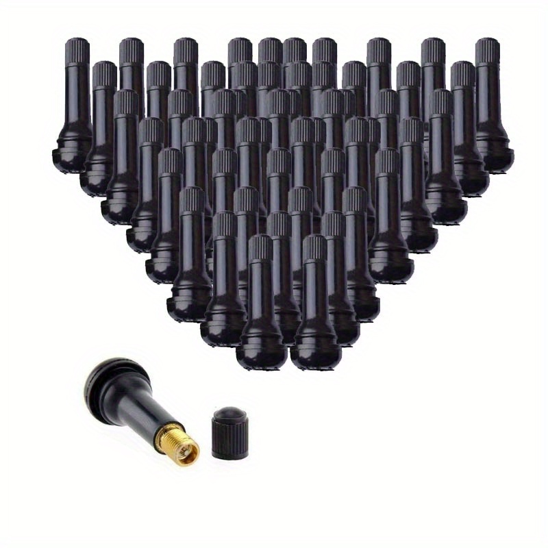 TEMU 414 40pcs Set 40pcs Car Tire Vacuum Tire Rubber Valve Tr414 Valve Core, Black Tire Valve, Good Sealing, Rubber Valve Caps Installed In Plastic
