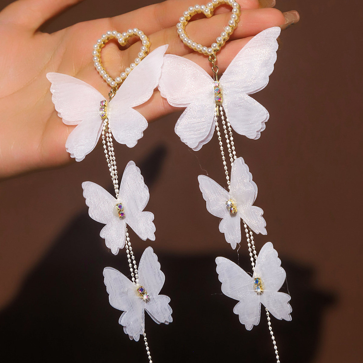 2pc Bohemian Butterfly Inlaid Bracelet & Earrings Set