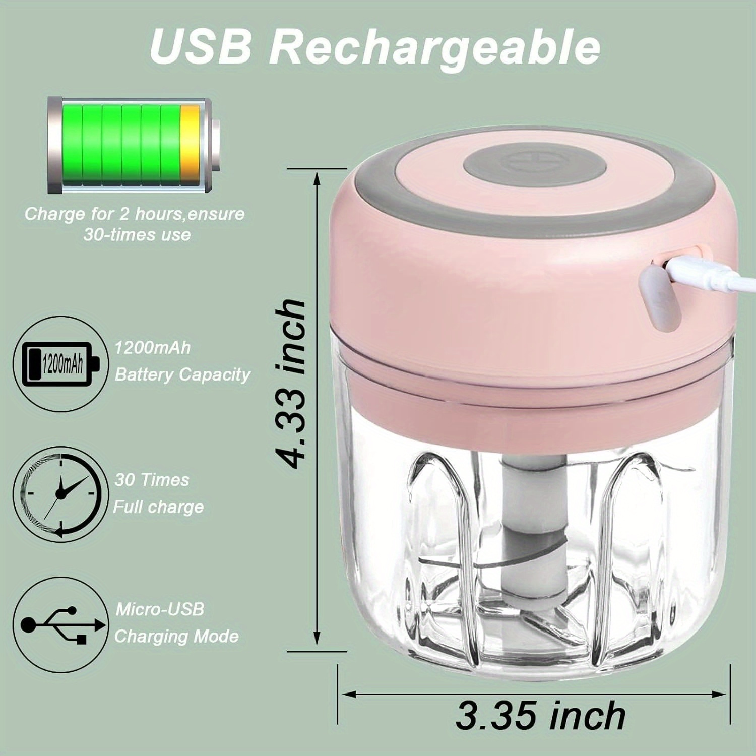 electric garlic chopper portable usb rechargeable garlic and vegetable chopper 250ml capacity vegetable blender food processor for ginger chili peppers minced meat fruits and more Product details 2