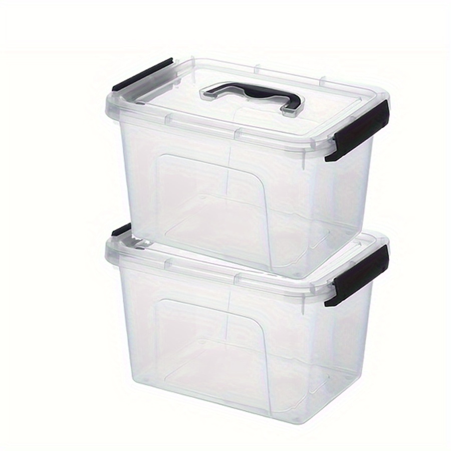 

Expandable Clear Storage Bins With Lids - Set Of 2, Lockable Plastic Organizers, Multipurpose Containers - Durable Material, Stackable Design