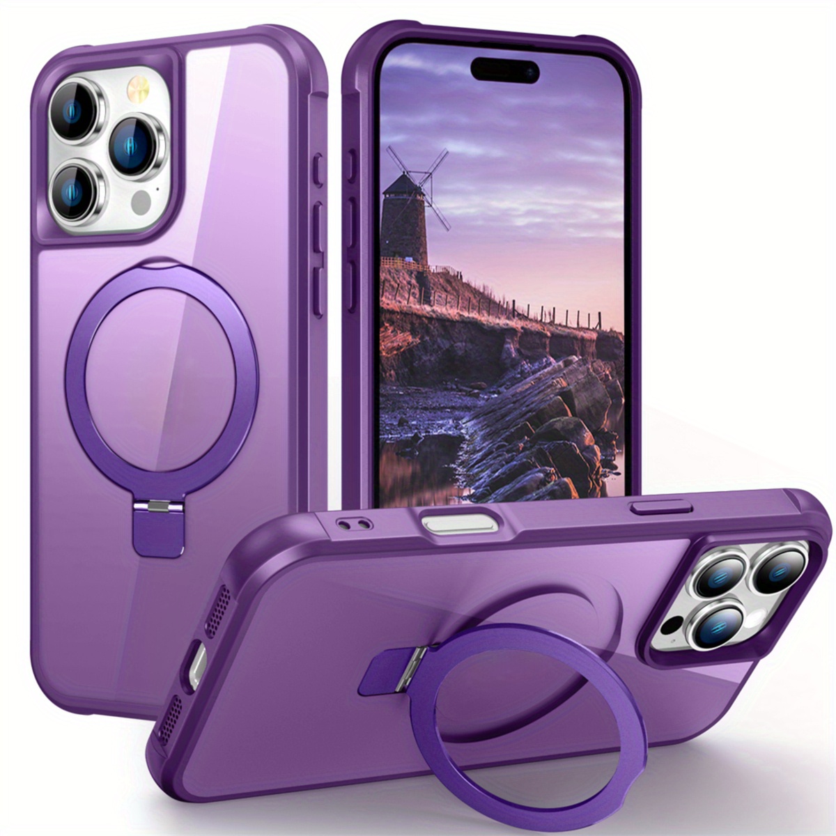 

(ld- Magnetic Holder) Magnetic For Pro Max Case [compatible With Magnetic] With Stand, Shockproof Translucent Back Slim Protective Phone Case