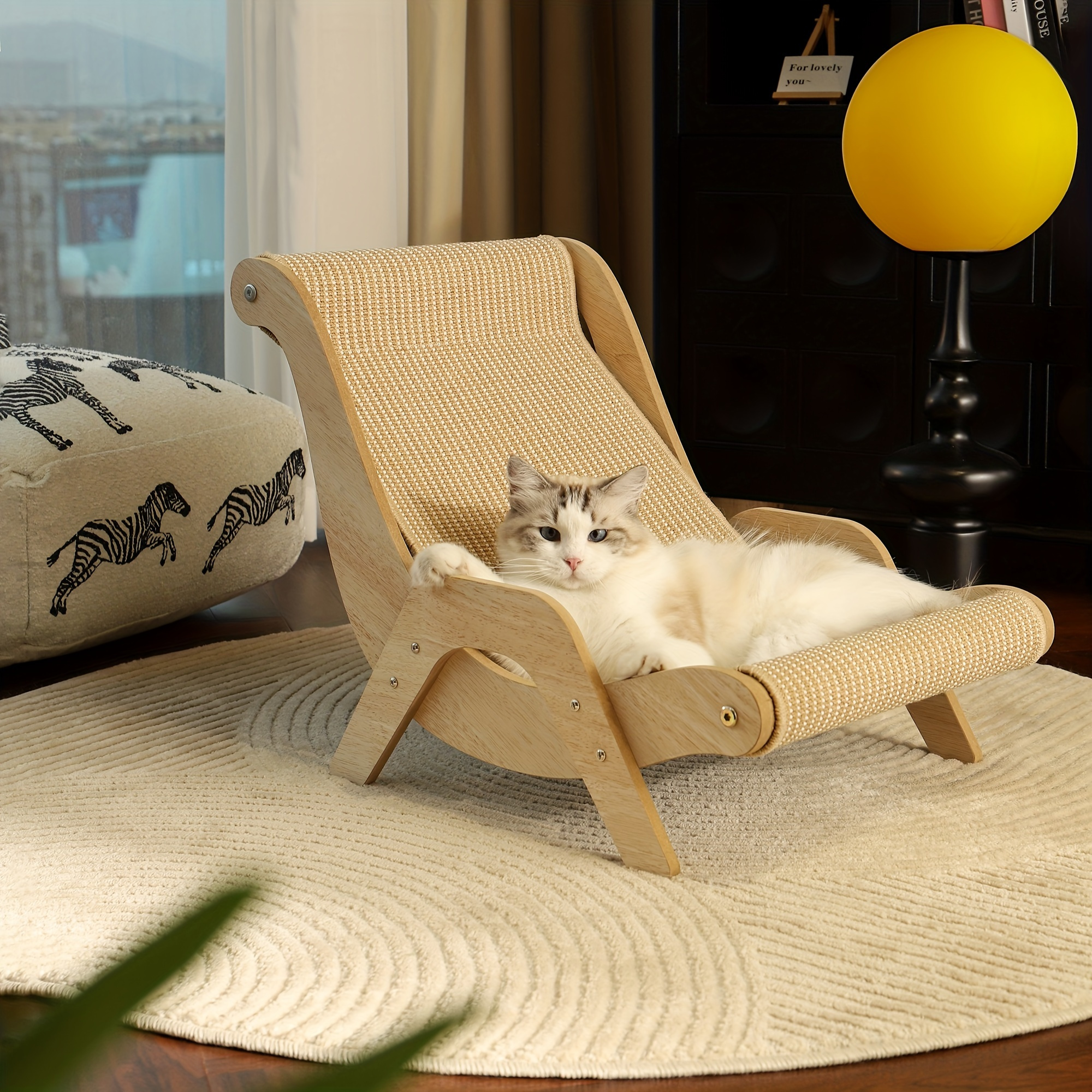 

Hamac pour Chat surdimensionné Recliner - Nylon , Canapé-Lit Confortable Toutes avec Planche à Gratter pour Chat, Aucun