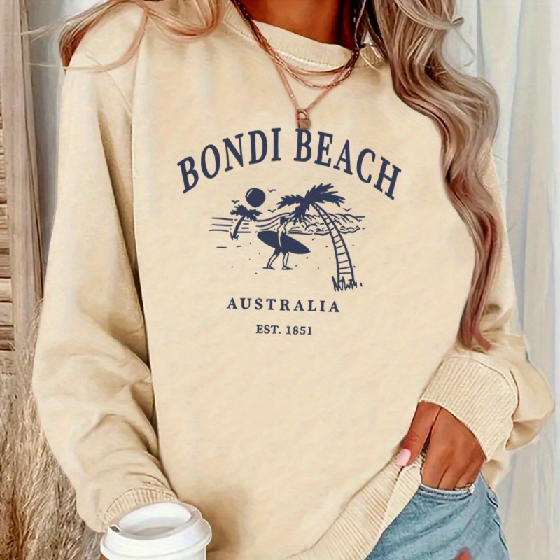 

Sweatshirt imprimé Australie Fondée en 1851 - Pull en polyester casual avec col rond - Confortable décontracté à manches longues pour adultes avec légère élasticité