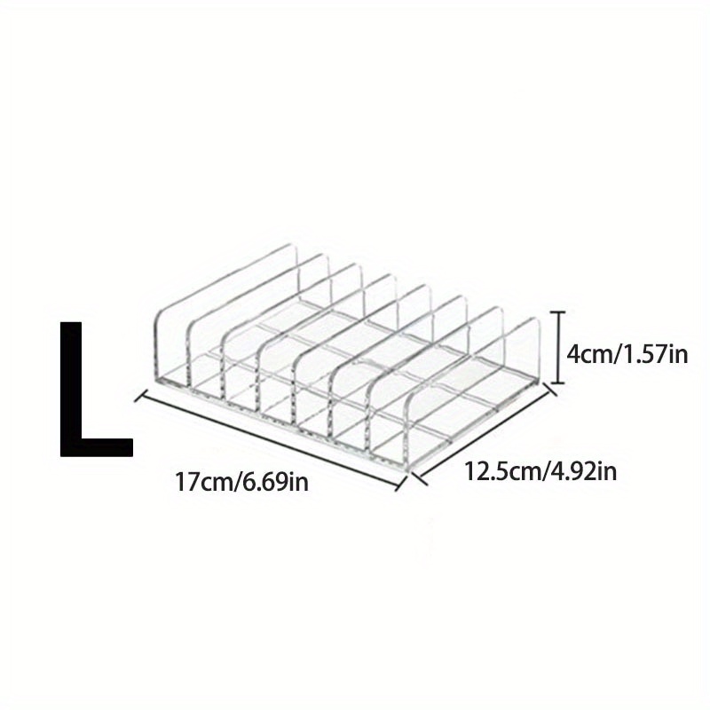 TEMU 7-compartment Transparent Makeup Organizer With Black Frame - Portable Durable Plastic Cosmetic Storage Box For Eyeshadow Palettes, Lipsticks,