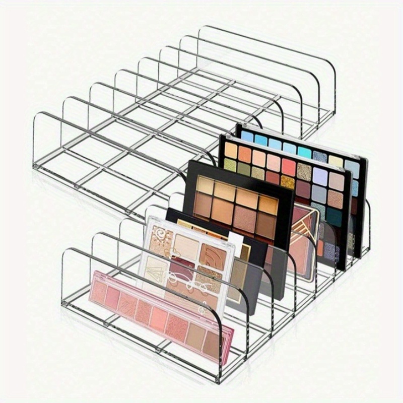 

7-compartment Clear Makeup Organizer For Eyeshadow Palettes & Cosmetics - Vanity, Bathroom Countertop Storage Makeup Organizer For Vanity Makeup Drawer Organizer