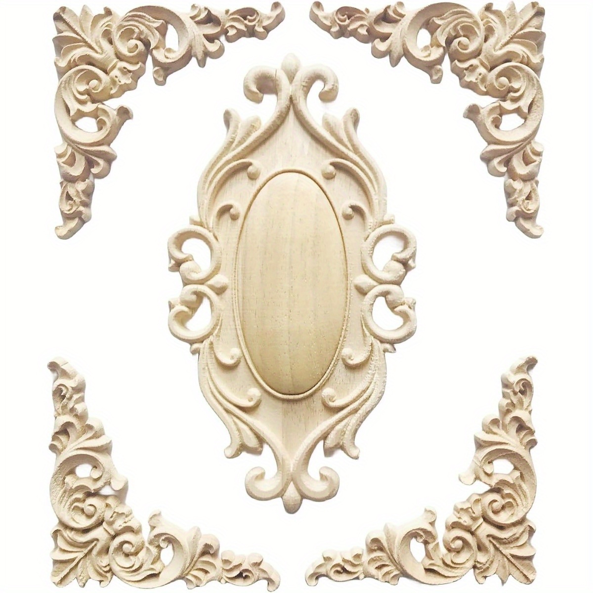 

5 Pcs Unpainted Wood For - Decorative Wooden Molding For Bed, , , - Hanging Decor - No Required - Orientation - Decorative Mouldings