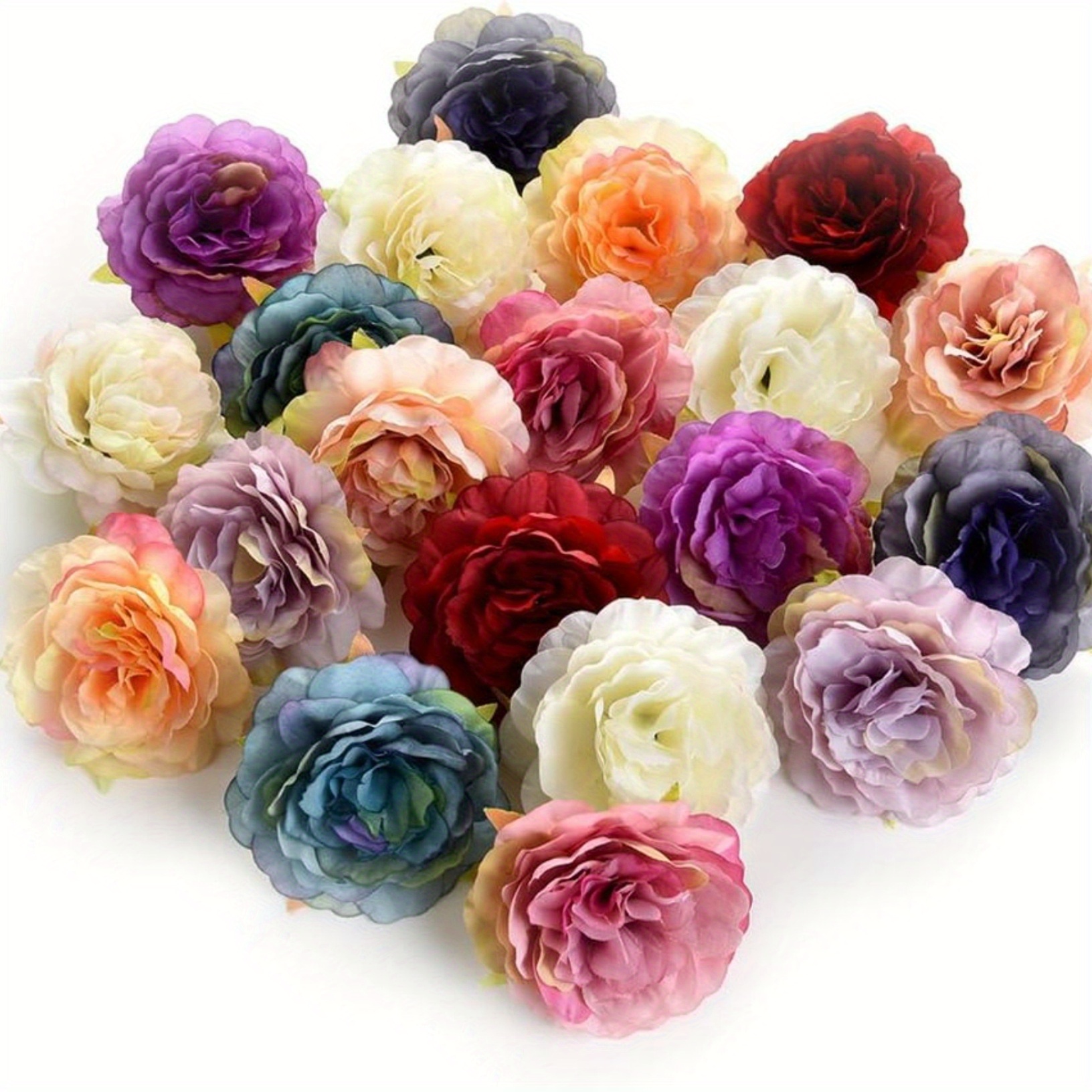 

10pcs Vibrant Silk Heads - 6cm, Real Touch Artificial Flowers For Diy Crafts, Wedding Decor &