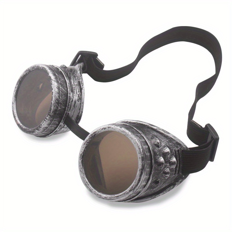 

Steampunk Goggles - Vintage Plastic Welding Glasses With Stud Spikes, Gothic Motorcycling Eyewear For Cosplay And Without Power Supply