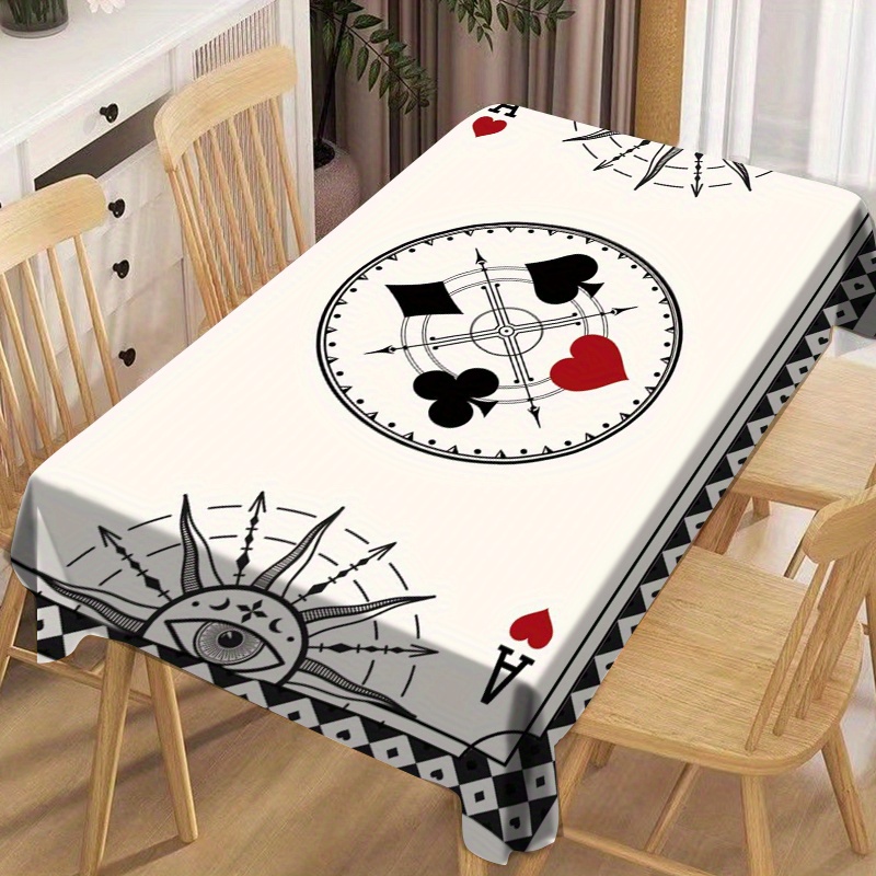 

Card Pattern Polyester Tablecloth, Jit Puzzle Game Print, Rectangular Cover, Easy Clean, For Dining Room, Restaurant, Parties, Multiple , Table Sizes, Woven, Machine-made, Square Shape