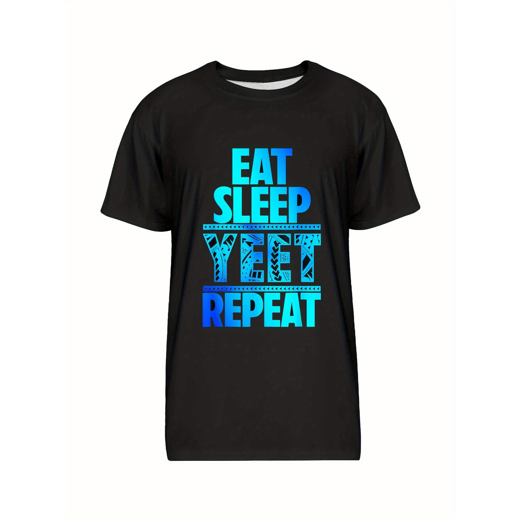 

Eat Sleep Repeat Retro Pattern Printed T-shirt Men-round Neck, Short Sleeve, Comfortable Micro-elastic, Machine Wash-perfect For Summer Casual Wear